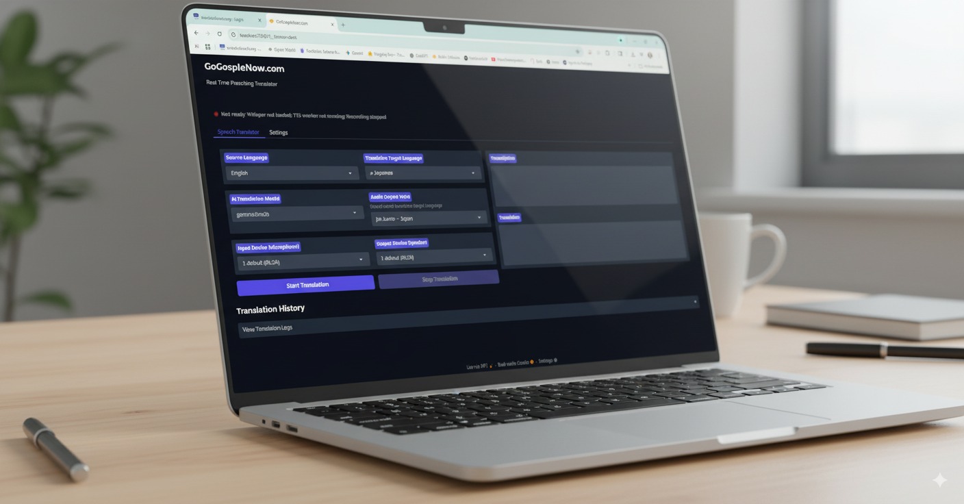 Laptop running translator